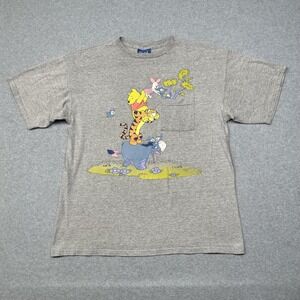 Vintage Winnie the Pooh Shirt Womens Large Gray Disney Tigger Eeyore Piglet‎ 90s